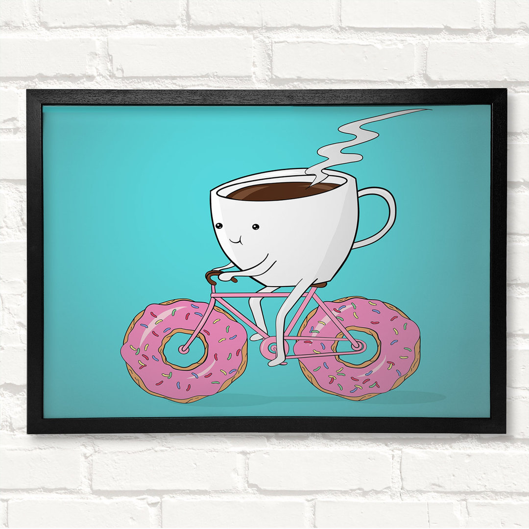 Leinwandbild Coffee Riding A Donut Bicycle