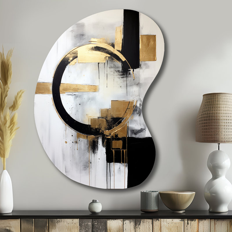 Elliott - peinture abstraite en forme de flèche - art mural asymétrique en métal, H 39 po x l 28 po