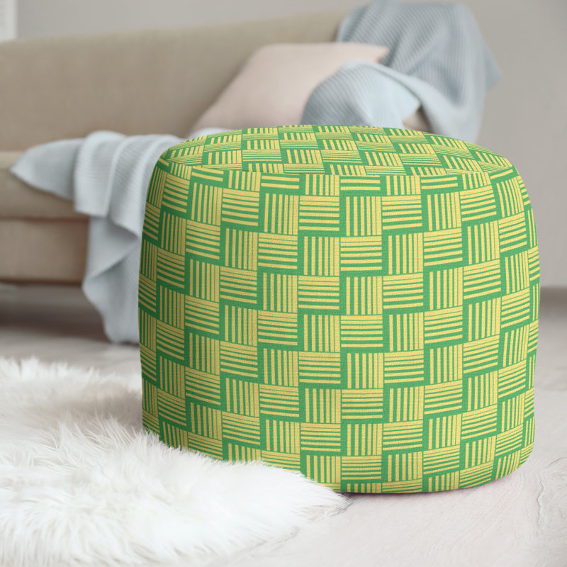 repose-pieds à rayures classic basketweave, Vert / Jaune