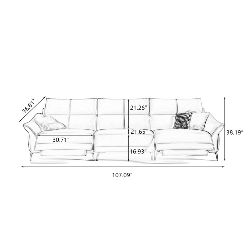 Canapé modulaire orange en cuir véritable, Orange
