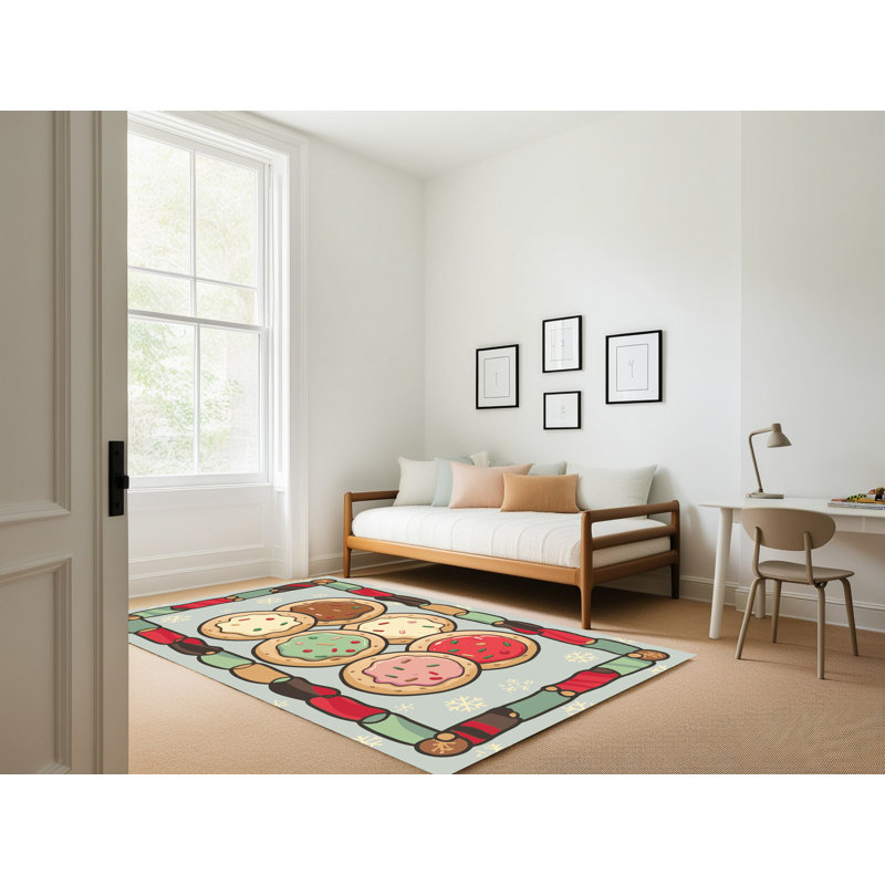 Tapis de vacances The Holiday Aisle® Cookies, Rectangle 7 pi x 9 pi