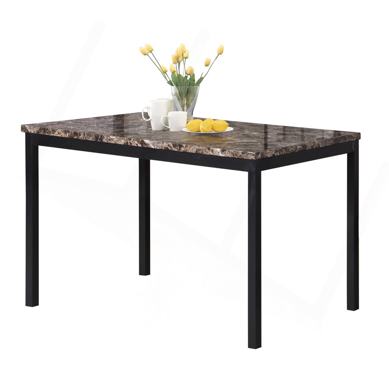 Table de salle à manger en métal avec plateau en faux marbre Noyes