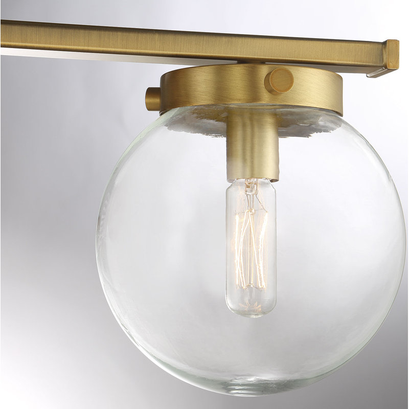Finian 3-Light Dimmable Steel Vanity Light, Clear, Natural Brass
