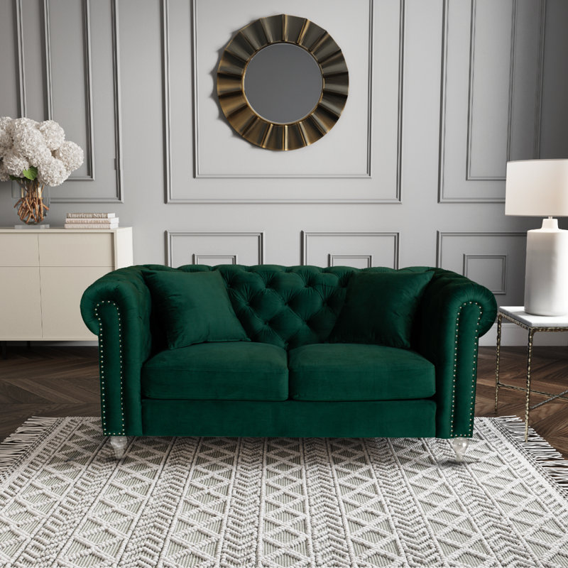Laurinburg Seater Upholstered Sofa, Bottle Green, 3