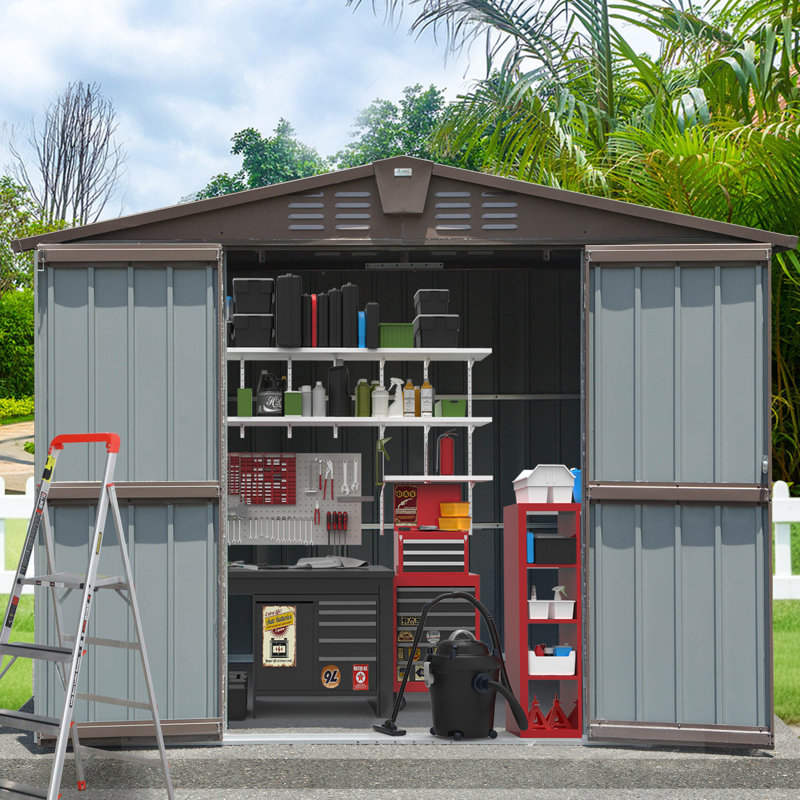 Metal Portable Storage Shed, 74.49" H x 98.74" W x 75.43" D
