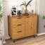 Armoire en bois naturel avec porte et tablette réglable pour rangement de salle de bain 3 tiroirs