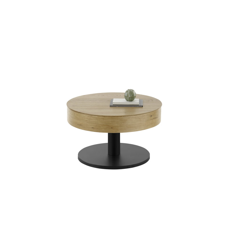 Floor Shelf Coffee Table with Storage, 47cm H x 75cm L x 75cm W, Black