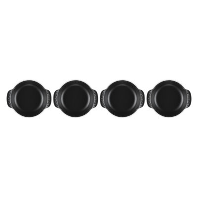 Le Creuset Enemeled Cast Iron Set Of 4 Mini Round Braisers, 1/3 Qt. Each, Matte Black