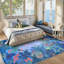 Tapis bleu lavable à motif animal de la jungle 9 x 12 pour le salon, tapis pour enfants doux pour la chambre à coucher, tapis de salle à manger antidérapant moderne, salle de jeux, chambre de bébé-249593417