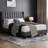 Upholstered Bed Frame with Channel Tufted Headboard-77082585-77082534