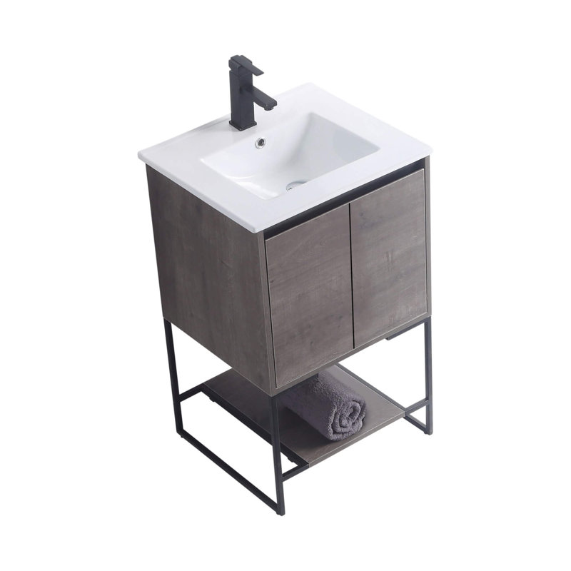 Antrel 20'' Single Bathroom Vanity with Ceramic Top, Gray