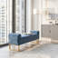 Banc de bout moderne de 55 po de large avec revêtement en similicuir et table d'appoint-130059885