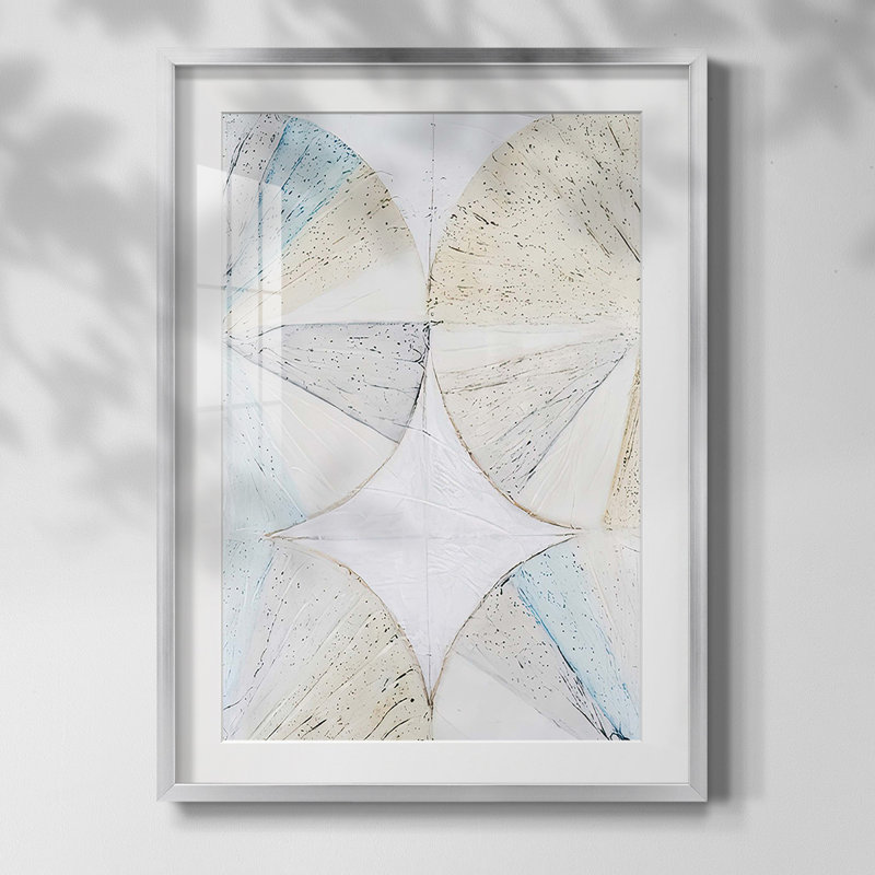 «Neutral Frame I», reproduction encadrée, Blanc, Papier avec cadre argenté