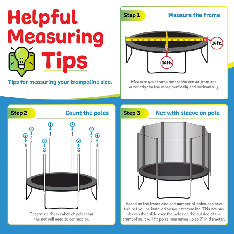 Machrus Upper Bounce Trampoline Enclosure Net, Fits 7.5' Round Frame, Using 6 Straight Poles