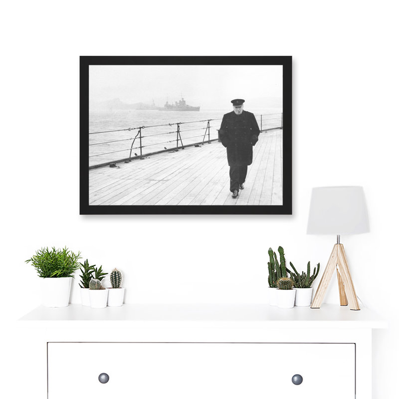 War World WW2 Prime Minister Winston Churchill Deck Ship UK Britain - Print