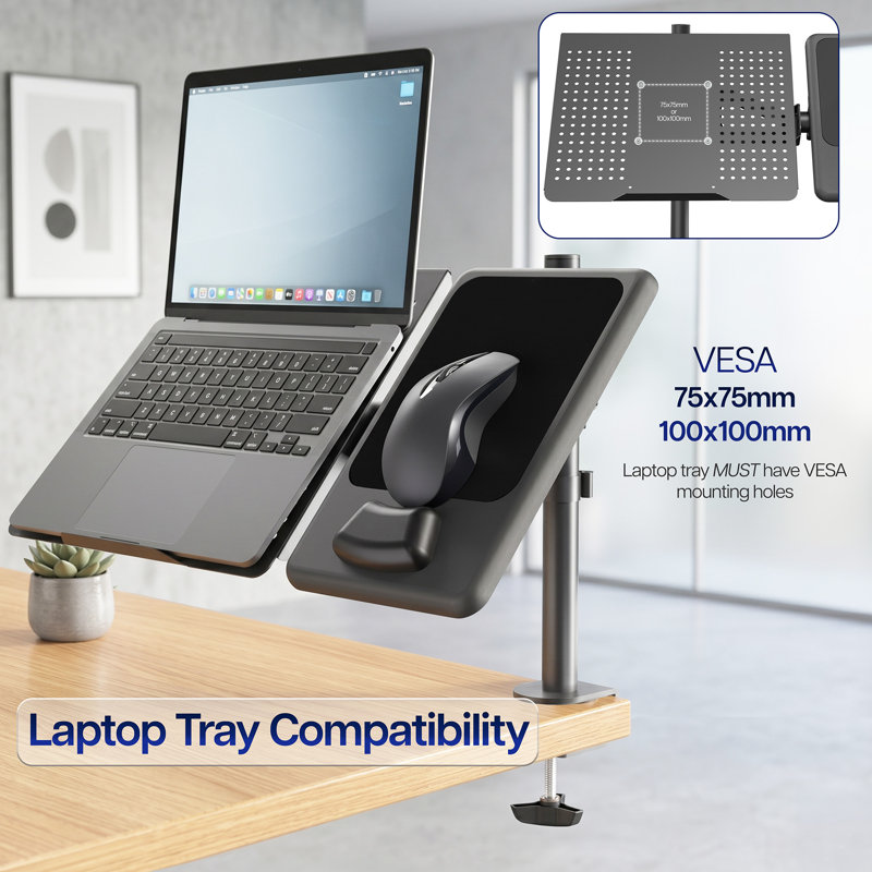 Plateau d'extension pour tapis de souris VIVO 8 po x 12 po, VESA 75 x 75 mm et 100 x 100 mm