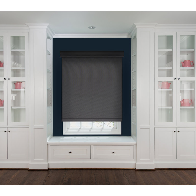 Store à enroulement rond sans fil 1% Linen Avenue, Argent acier, l 37,75 po x L 36 po