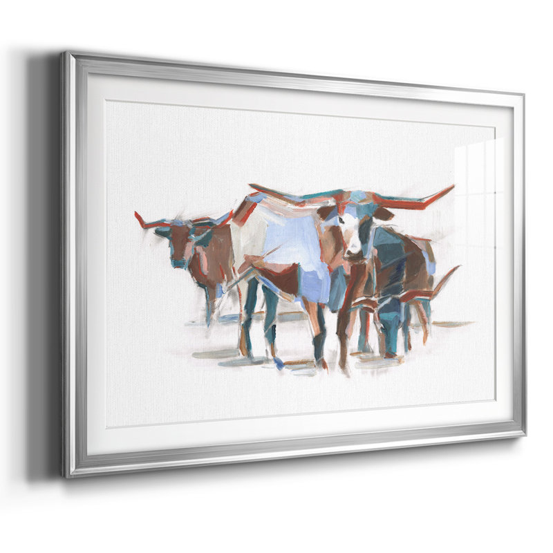 Longhorns modernes II, Argent, H 19 po x l 27 po x P 1,5 po