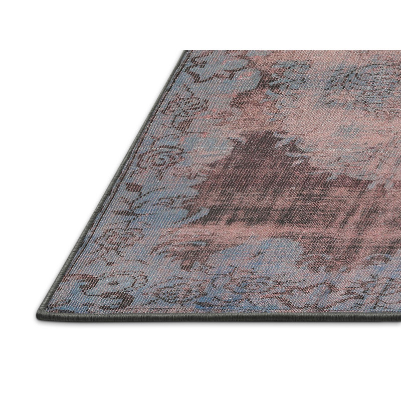 Laine Tapis décoratif bleu marine de style oriental, Rectangle 5 pi x 7 pi