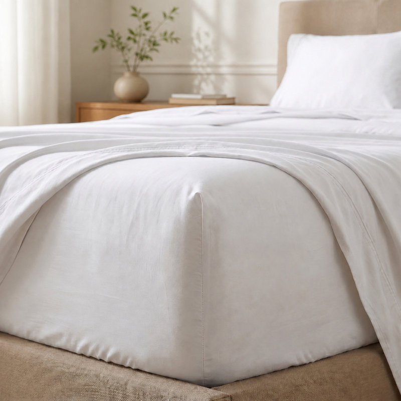 Ensemble de draps en microfibre hypoallergénique avec poches profondes, Queen Sheet Set with 2 Pillowcases, White