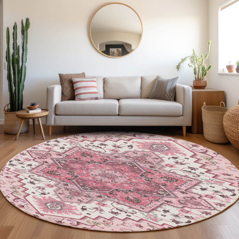Tapis intérieur / extérieur rose Bellaya , 8 pi x 8 pi