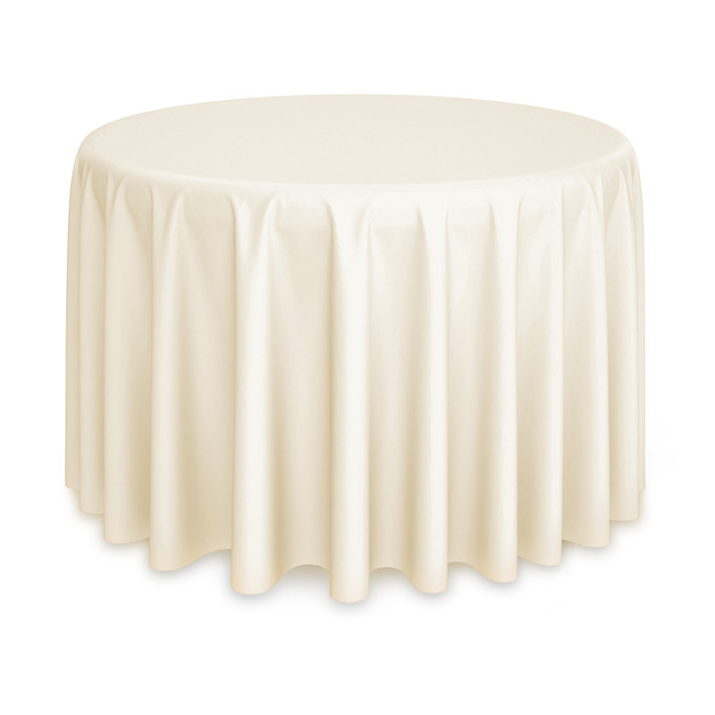 Solid Color Round Tablecloth, 120" L x 120" W, Ivory, 1