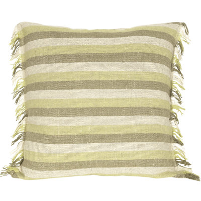 Cotton Linen Striped Accent Pillow With Tassels