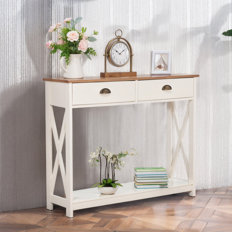 4 Legs End Table With 2 Drawer