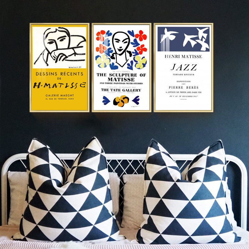 " Matisse Artwork " by Henri Matisse 3 - Pieces, 16.5" H x 36.5" W x 1.3" D, Gold