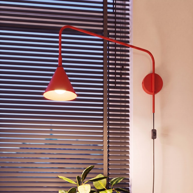 Nox Steel Flush Mounted Sconce, Wall lamp NOX red, Red, 1 Light