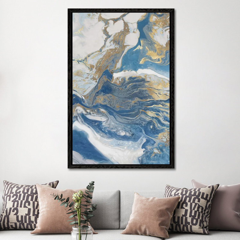 Fluid Memories II by Eva Watts - Painting on Canvas, Black Framed, 152.4cm H x 101.6cm W x 3.81cm D