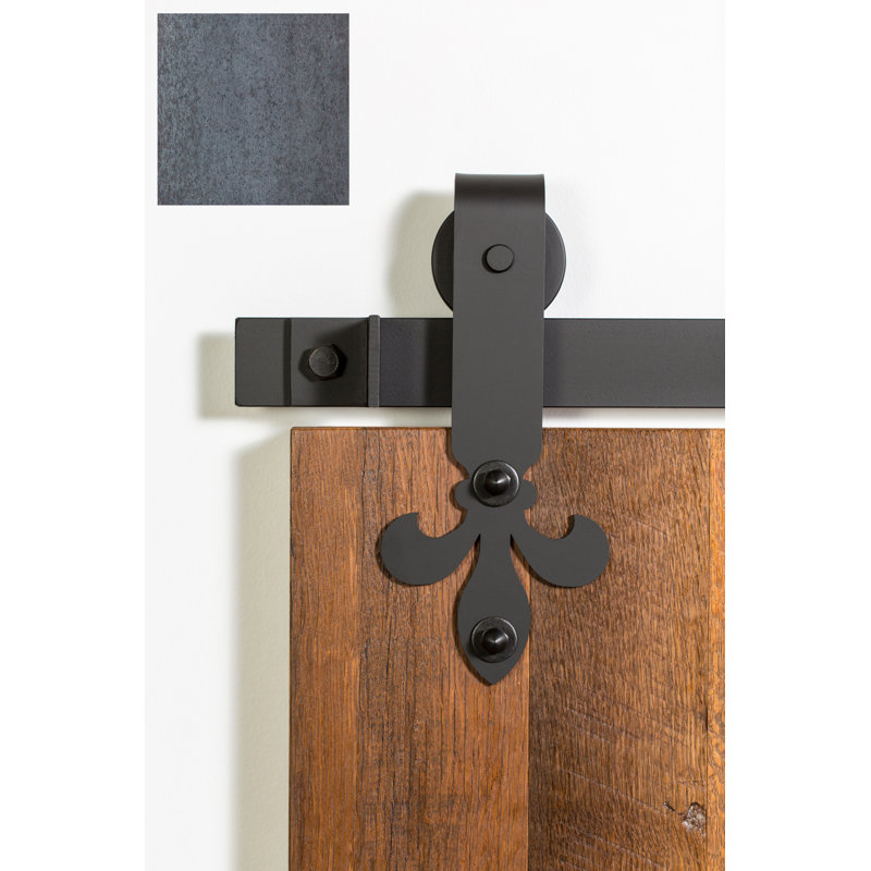 Ensemble de quincaillerie pour porte de grange standard Fleur-De-Lis, 60 po, Couche transparente