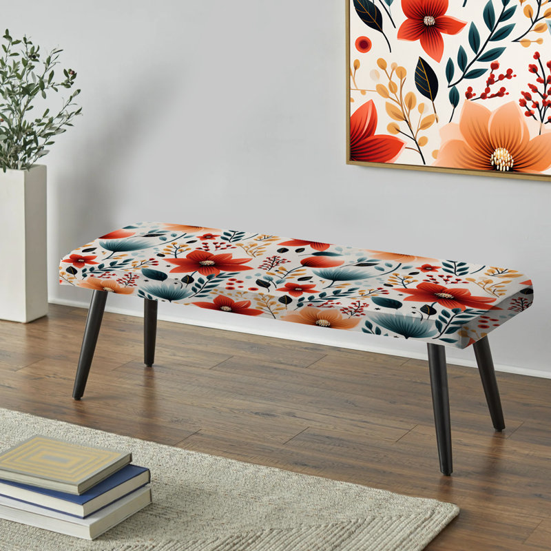 Moroccan Influence Floral Dreams - Banc rembourré floral noir