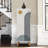 Modern Shoe Cabinet with Solid Wood Legs & Handles, White, 19.7 x 53.1 x 15.0 inches | 100% Melamine Coated Chipboard, Thickness: 0.7 inches | UV Coated, Numerous Shelves, Stylish & Functional Storage Solution