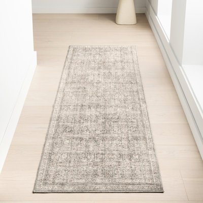 Jeccica Distressed Vintage Medallion Jute Blend Polyester Area Rug