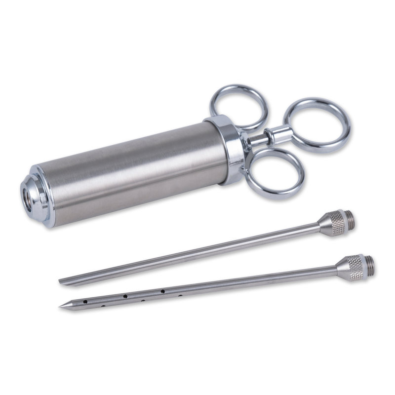 Stainless Steel Manual Meat Injector with Interchangeable Needle Tips