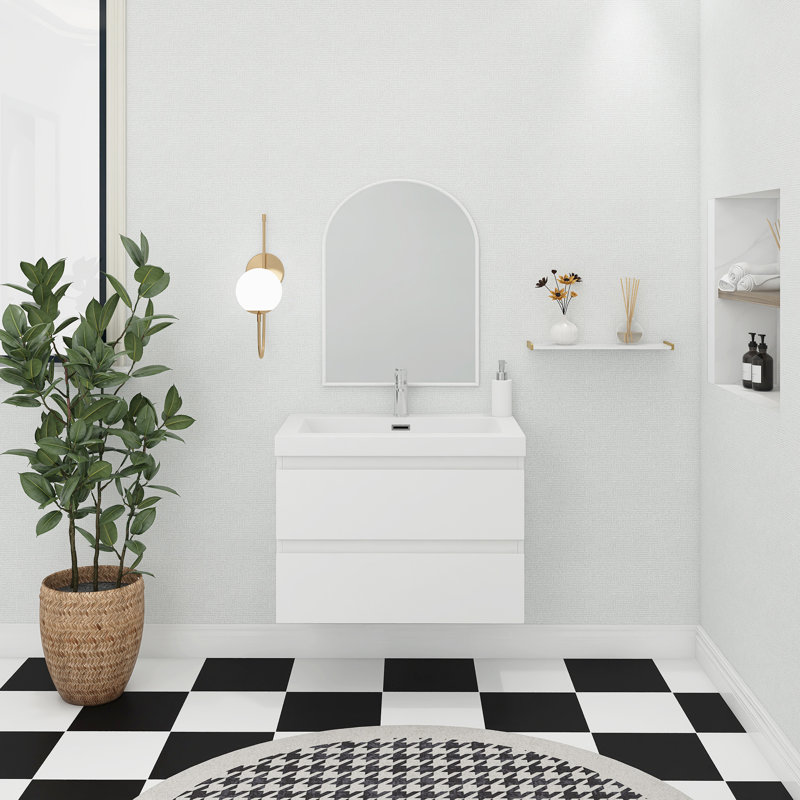 Meuble-lavabo mural simple 30 po avec surface solide