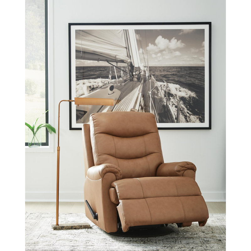Fauteuil inclinable, oscillant et pivotant Cedarbrooke, Brown Faux Leather