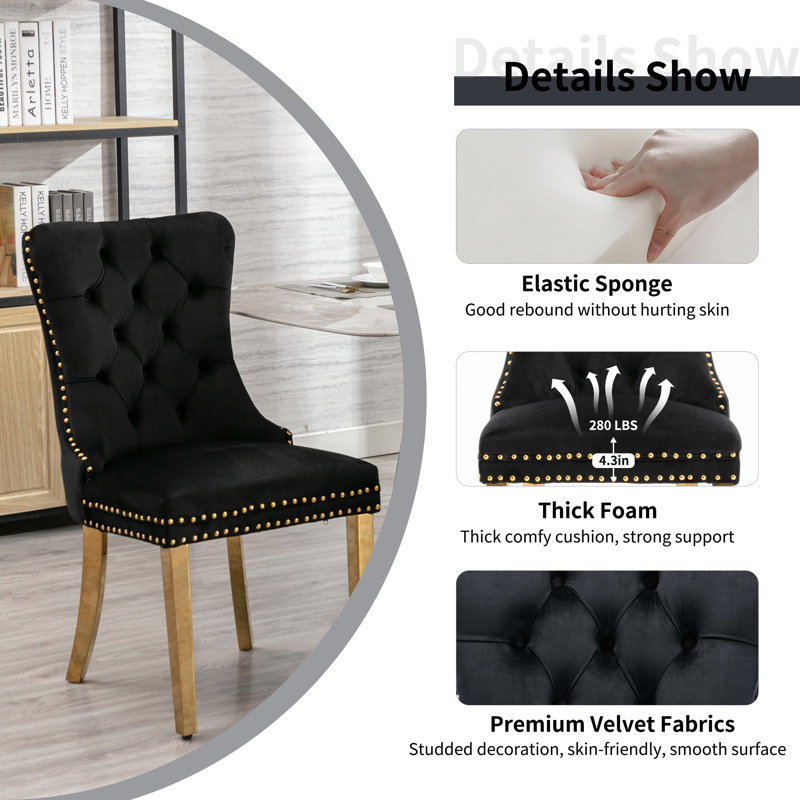 Kelisia 4 - Person Pedestal Dining Set, 30"H x 63"L x 35.4"W, Black, Gold