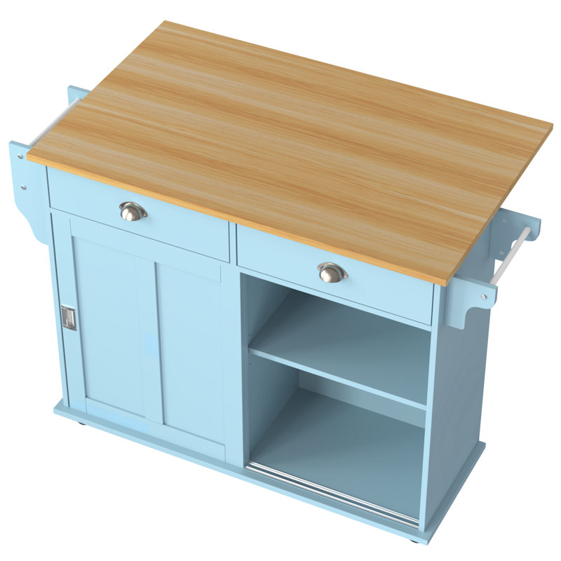 Afrin Wood Kitchen Island, Blue