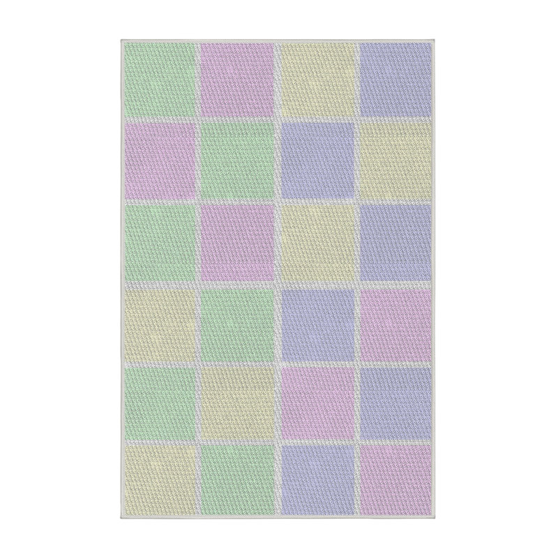 Tapis à la machine mauve/vert/bleu, Rectangle 2 pi x 3 pi