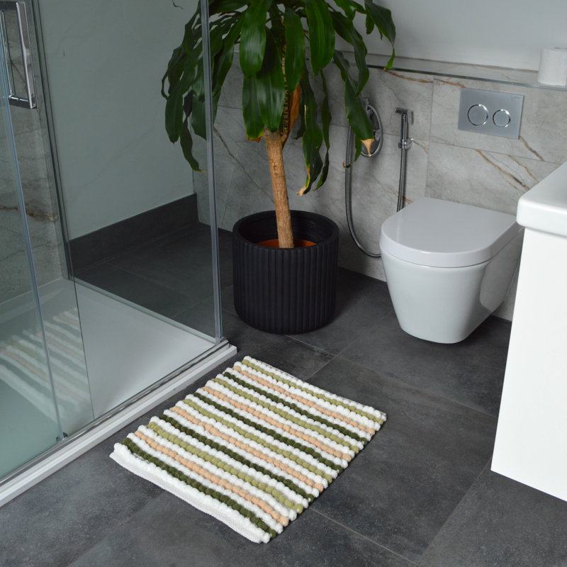 Kupar Chunky Bobble Square Bath Mat, Green