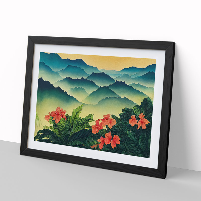 Amazing Mountains - Framed Print, 25cm H x 34cm W x 2cm D, Black Framed