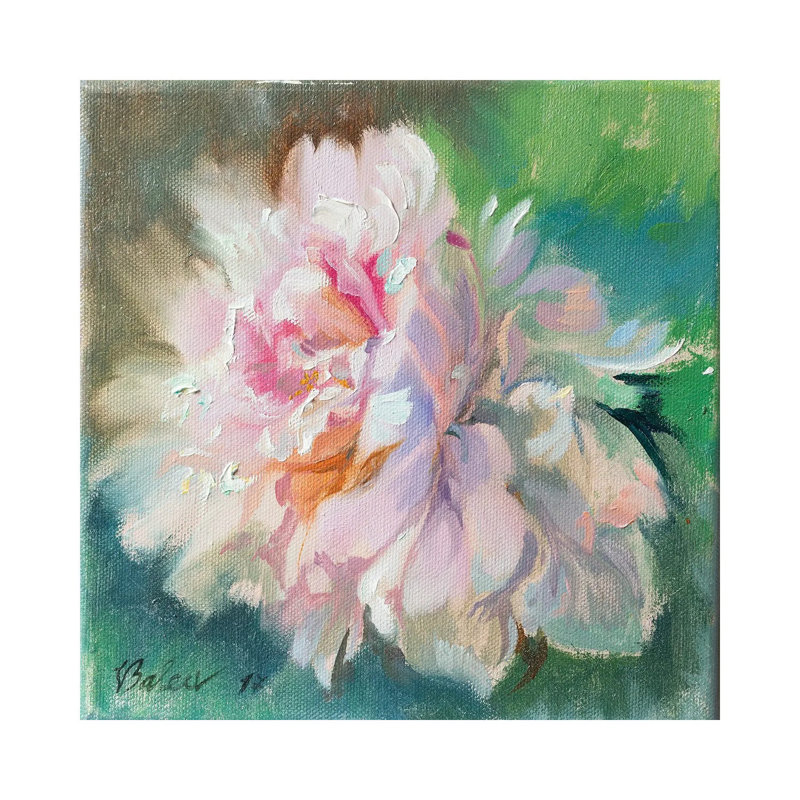 Delicate Peony Flower by Katharina Valeeva - Wrapped Canvas Painting, 93.98 cm H x 93.98 cm W x 1.91 cm D