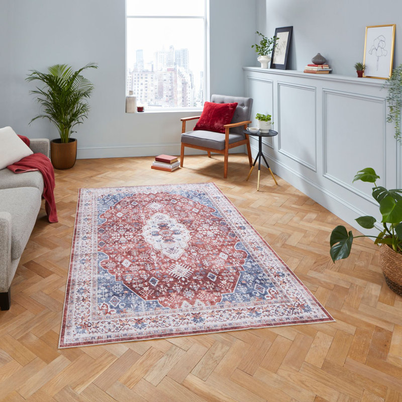 Tabriz area rug Digitally Printed Red, Square 120 x 120cm