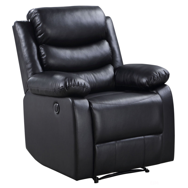 Fauteuil inclinable électrique en cuir synthétique, Noir, Manuel - Bouton-poussoir