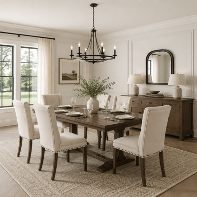 Light Luxury Rivet Upholstered Dining Chair Set of 2