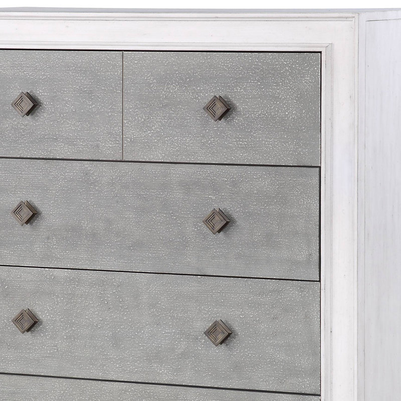 Commode Katia gris rustique et blanc vieilli