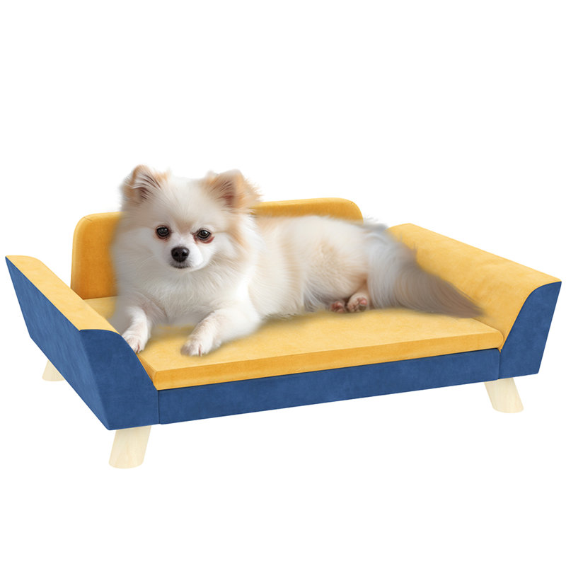Dog Sofa Bed, Pet Sofa Couch With Armrests & Backrest, Elevated Rectangular Dog Bed For Small Dogs