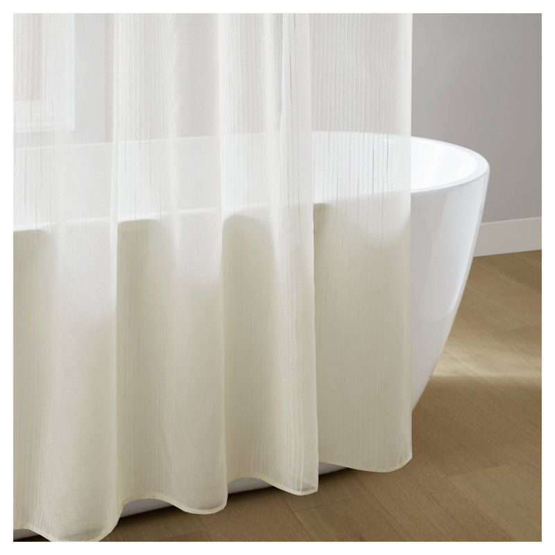 Rideau de douche ivoire à rayures transparentes 72 po x 84 po, Ivory Striped, H 84 po x l 72 po